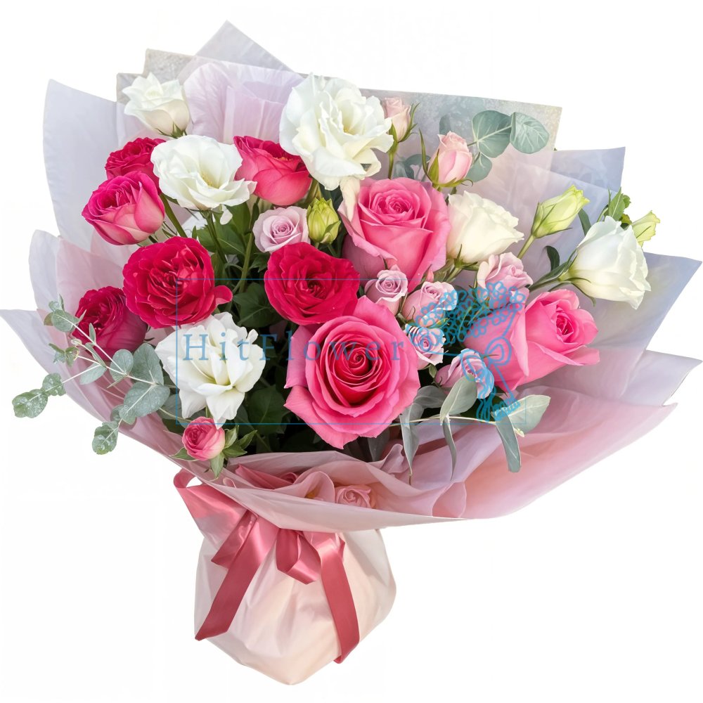 Букет цветов Сердечные Мелодии Букет цветов из: Розы и Лизиантусы