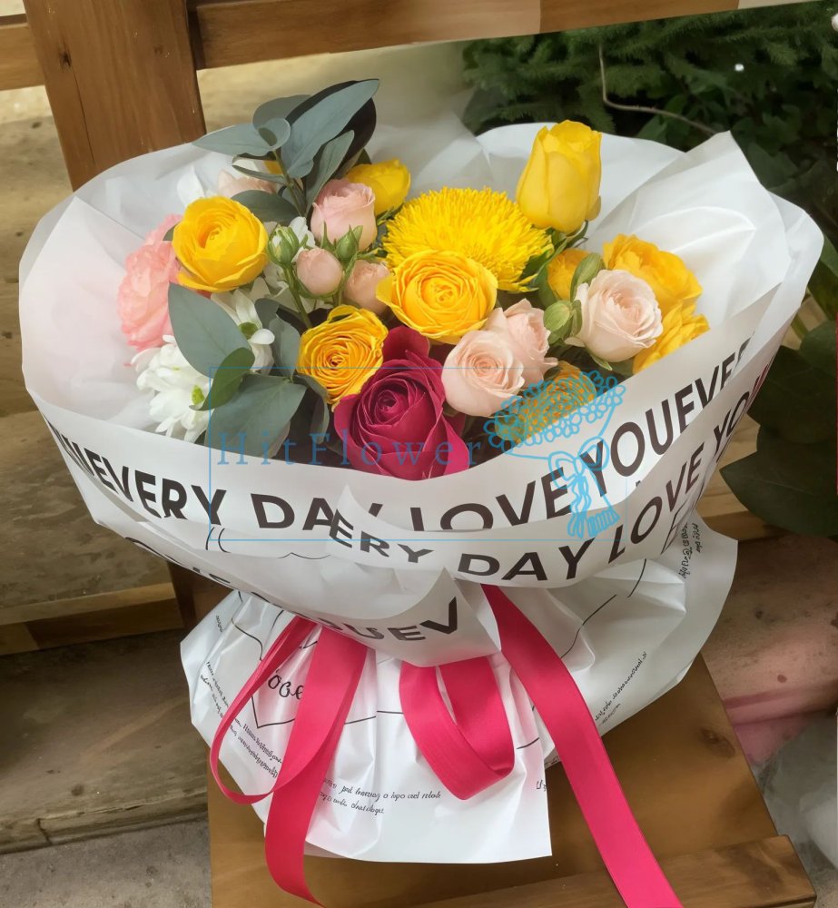 Букет цветов из: Розы и Хризантемы